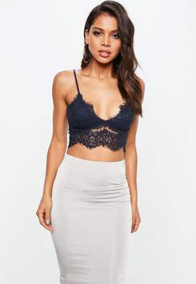 Missguided Navy Corded Lace Bralet