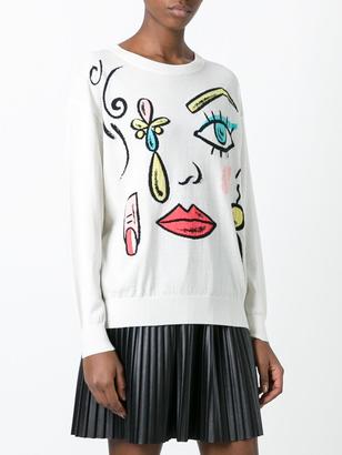 Moschino Boutique face pattern jumper