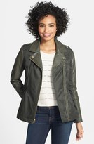 Thumbnail for your product : Laundry by Design Water Resistant Faux Leather & Twill Jacket