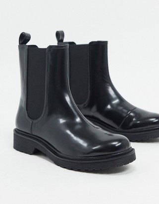 Monki Nori faux leather chelsea boots in black - ShopStyle