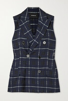 Thumbnail for your product : Akris Gerno Double-breasted Checked Cotton And Silk-blend Vest - Blue