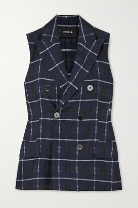 Akris Gerno Double-breasted Checked Cotton And Silk-blend Vest - Blue