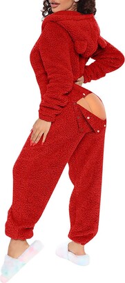 FunAloe Orange Onesie Fleece Full Zip Up Warm Jumpsuit Men Winter Thermal Super Soft Mens Fluffy Pyjamas Solid Nightwear Hooded Plush Loungewear Men Flannel Plus Size Robe Onesie Costume Adult