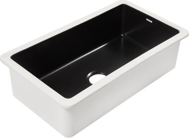 Sinkology Eden Matte Black Fireclay 31" Single Bowl Undermount Kitchen Sink and Drain
