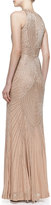 Thumbnail for your product : Rachel Gilbert Sleeveless Deco Beaded Pattern Gown, Silver