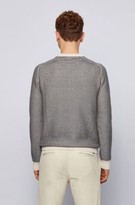 Thumbnail for your product : Boss Two-tone crew-neck sweater in cotton-kapok jacquard