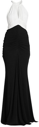 Alexander McQueen Bi Color Ruched Sleeveless Gown
