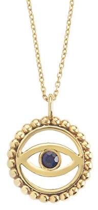 Ileana Makri EYE M by Women's Yellow Gold Plated Sterling Silver Round Blue Sapphire Spirit Eye Necklace of 43 cm