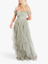 Thumbnail for your product : Little Mistress Cold Shoulder Ruffle Maxi Dress, Water Lily