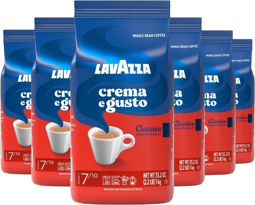 LavazzaCremaeGustoWholeBeanCoffee,MediumRoast,ArabicaandRobustaBlend,2.2lbBag(Packof6)