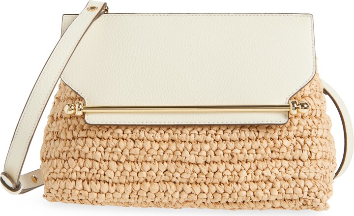 Strathberry Stylist Raffia & Leather Clutch