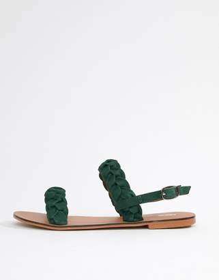 ASOS DESIGN Frenchie leather plaited flat sandals