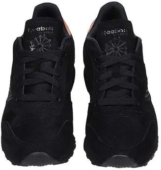 Reebok Black Leather And Suede Cl Lthr Sneakers