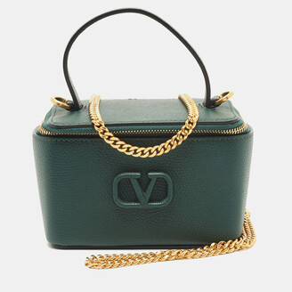 Valentino Green Leather Mini VSling Vanity Case - ShopStyle Clutches