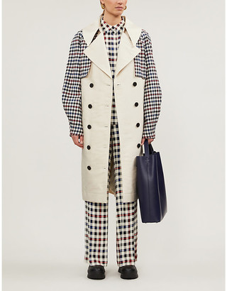 Designers Remix Hailey checked double-breasted recycled cotton-blend trench coat