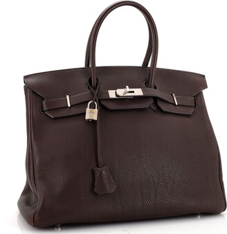 Hermes Birkin Handbag Chocolate Togo with Palladium Hardware 35 - ShopStyle  Tote Bags