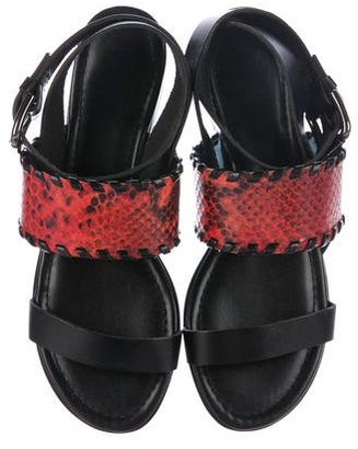 Pollini Embossed Leather Sandals w/ Tags