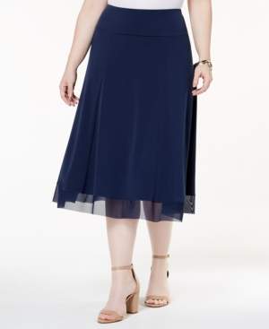 JM Collection Plus Size Mesh-Hem Midi Skirt, Created for Macy's
