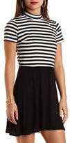 Thumbnail for your product : Charlotte Russe Striped Mock Neck Layered Illusion Dress