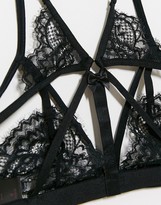 Thumbnail for your product : Hunkemoller Jenny cut-out lace bralette with back detail in black