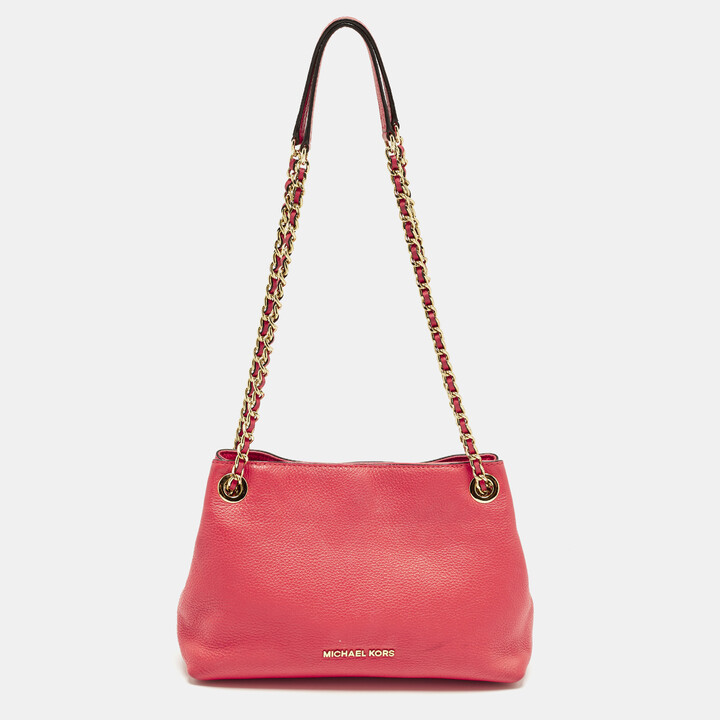 Michael Kors Jet Set Chain Coral Pink Leather Shoulder Bag