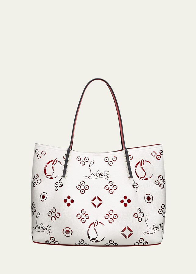 Paloma medium - Top handle bag - Grained calf leather and spikes  Loubinthesky - Leche - Christian Louboutin