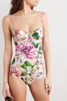 Thumbnail for your product : Dolce & Gabbana Cutout Floral-print Underwired Swimsuit - Pink
