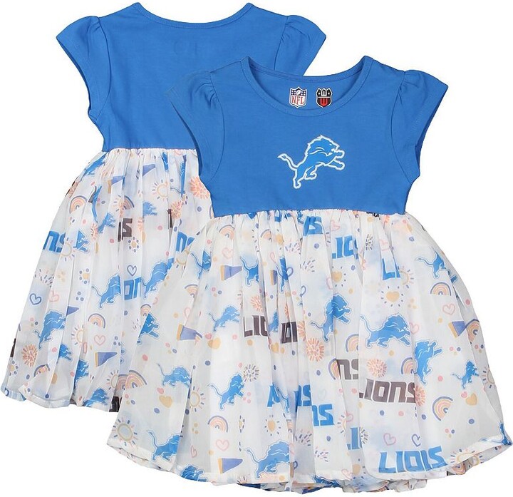 Girls Toddler Wes & Willy Blue Detroit Lions Princess Dress