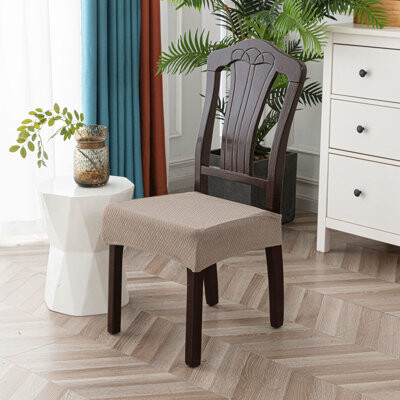 Latitude Run Waterproof Seat Covers For Dining Room Chair Covers Waterproof Dining Chair Covers (4 PCS-Rear-Covered Taupe)