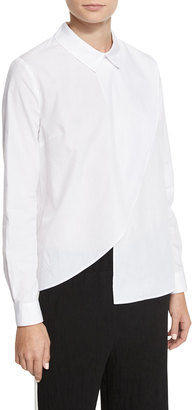 KENDALL + KYLIE Asymmetric Long-Sleeve Poplin Shirt