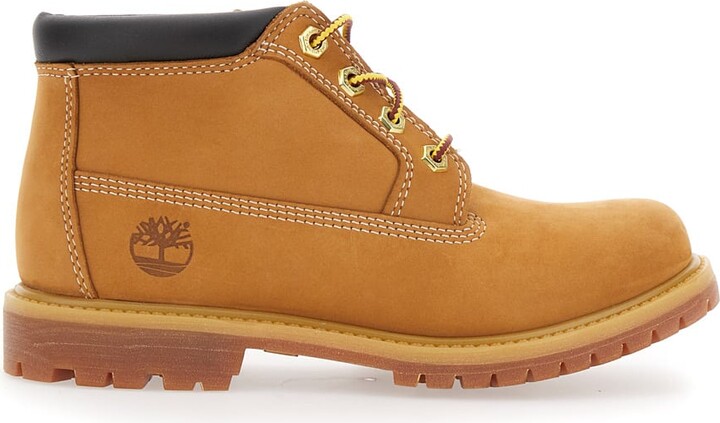 Timberland 'nellie Mid Chukka' Beige Ankle Boots With Embossed Logo On The Side And Padded Rear In Leather Woman