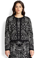 Thumbnail for your product : Fuzzi, Sizes 14-24 Flocked Lace-Print Cardigan