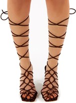 Thumbnail for your product : Public Desire Uk Rulebreaker Choc Lace Up Stiletto High Heels