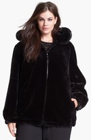 Thumbnail for your product : Gallery Hooded Faux Fur Blouson Jacket (Plus Size)