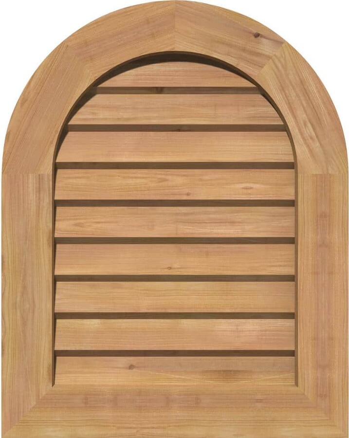 Ekena Millwork 37 in. x 39 in. Round Top Unfinished Smooth Western Red Cedar Wood Built-in Screen Gable Louver Vent