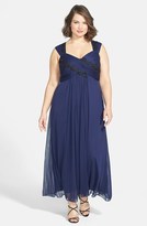 Thumbnail for your product : Marina Embroidered Matte Jersey & Chiffon Gown (Plus Size)