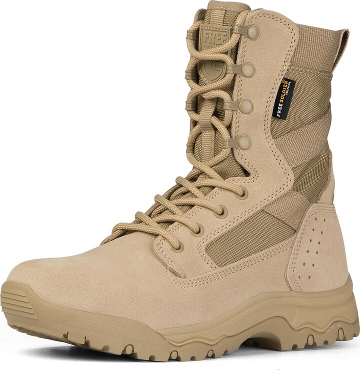 FREE SOLDIER Mens Military Boots mid-top Combat Tactical Boots