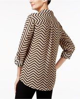 Thumbnail for your product : NY Collection Chevron-Print Utility Shirt