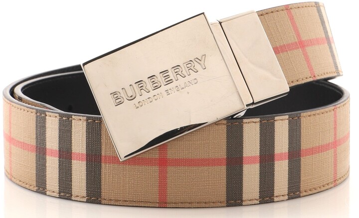 Burberry Reversible Logo Buckle Belt Vintage Check Coated Canvas Wide 80 -  ShopStyle