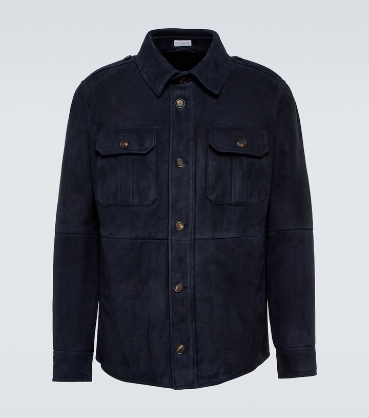 Brunello Cucinelli Suede shirt jacket - ShopStyle Outerwear