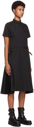 Sacai Black Pleated Poplin Shirt Dress
