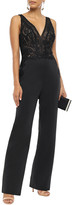 Thumbnail for your product : Badgley Mischka Lace-paneled Neoprene Jumpsuit