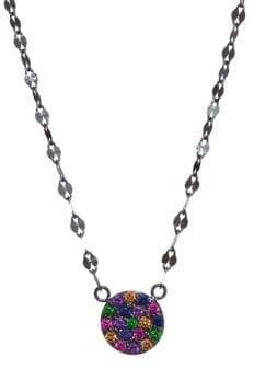 Lana 14K Black Gold Sapphire Disc Charm Necklace
