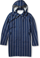 Thumbnail for your product : White Mountaineering Hooded Striped Trench Coat