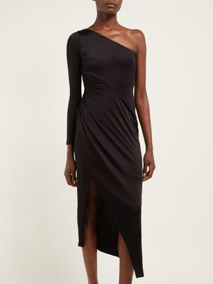 Galvan Mamounia Asymmetric Jersey Midi Dress - Black