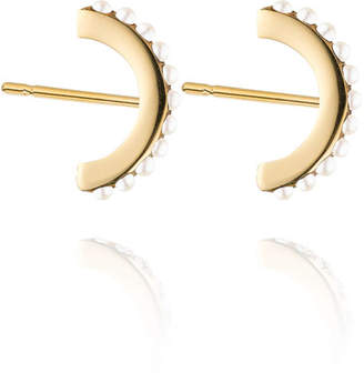 Vita Fede Luna Pearly Hoop Stud Earrings