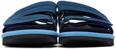Thumbnail for your product : Dries Van Noten Blue Canvas & Suede Slide Sandals