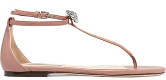 Jimmy Choo Afia Crystal-embellished Leather Sandals - Baby pink