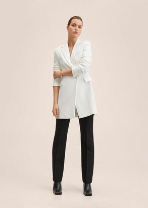 MANGO Fitted crossed coat off white - Woman - XXS
