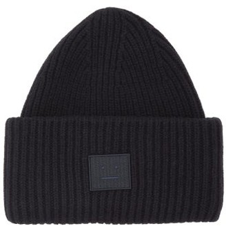 Acne Studios Pansy N Face Ribbed-knit Wool Beanie Hat - Black